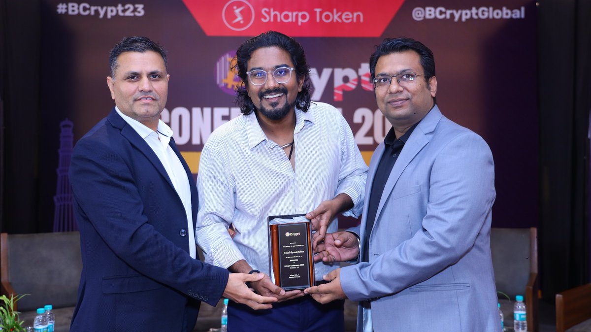 BcryptGlobal's tweet photo. Thank you, Anish Ramakrishna, for sharing your expertise at #BCrypt23. Your talk on "Web3 & the #Metaverse" was incredibly insightful. Looking forward to having you with us again at #BCrypt24!
For more details, stay tuned! https://t.co/iGIEyHvwb5
#Bcrypt #Web3 #SharpToken https://t.co/DeFv95sTbM