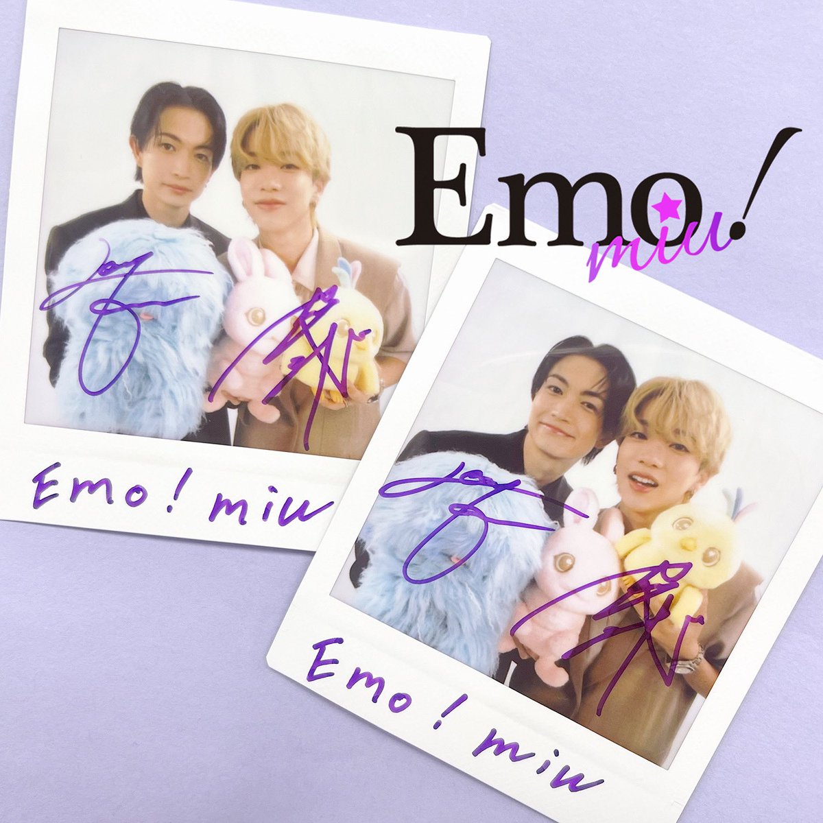 Emo_miu's tweet photo. ＼✨プレゼント✨ ／
#綱啓永×#森愁斗 インタビュー記念！直筆サイン入りチェキを【2名様】に💜
@bosa_info
@tsuna_staff @MORRIE_SHOOT_MG #ぼさにまる #サンリオ #BUDDiiS #FOD #Emomiu

応募方法
①@Emo_miuフォロー
②この投稿と上の投稿をRP
〆切 11/19

⏬詳細は
🔗https://t.co/wejy5Kp764 https://t.co/5QFzZi40Nn