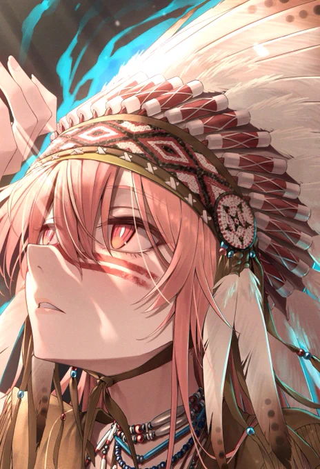 この度Naraさん主催の東方民族衣装合同に参加させていただきました。秦こころちゃん描きました!! ご興味ある方は秋季例大祭「け53ab」まで是非～～～