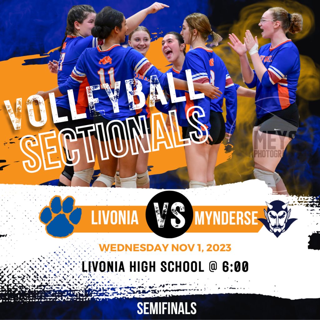 Volleyball Sectional action continues tonight in Livonia!  Come watch the #2 seeded Lady Dawgs take on #6 Mynderse at 6 PM.  
🎟️ at gofan.co/event/1117628?…