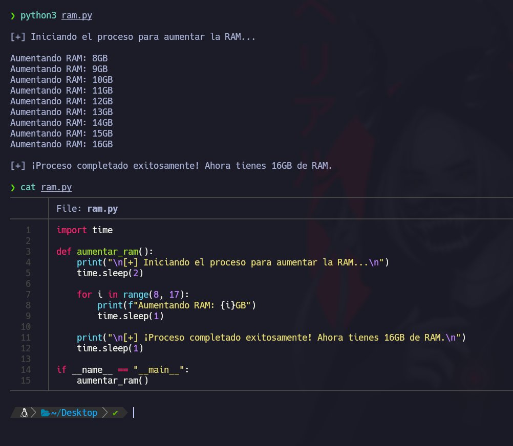 S4vitar's tweet image. Script en Python para aumentar la RAM de tu equipo.