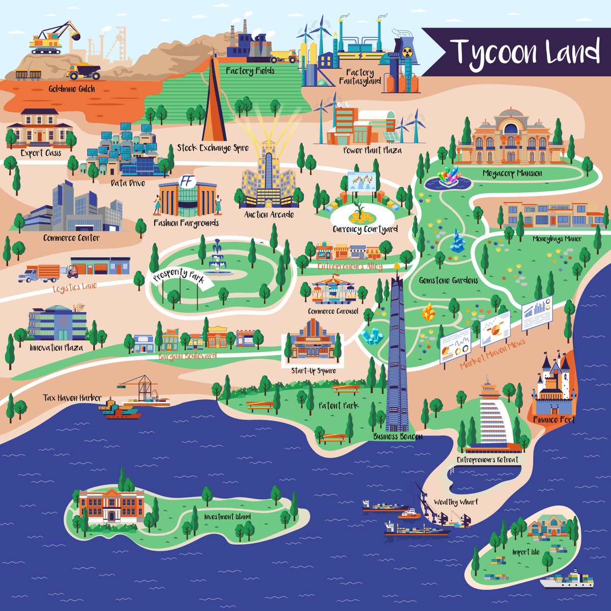 There's five principal areas of Pop World that we are going to bring to life. It takes time to do things right. We have finished four of our maps. Here is Tycoon Land -- home of our business, suit pops. :)

#poppals