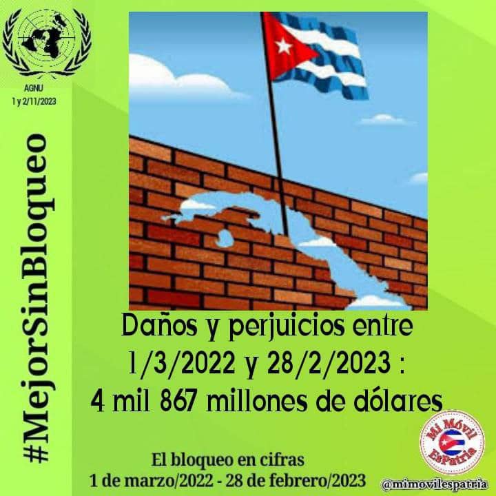 Nuestro Canciller, <a href="/BrunoRguezP/">Bruno Rodríguez P</a>, hablará mañana en la Asamblea General de la ONU. Denunciará el impacto del genocida bloqueo en la economía y otros ámbitos, aunque el daño humano, que es enorme, no se puede cuantificar.
#MejorSinBloqueo