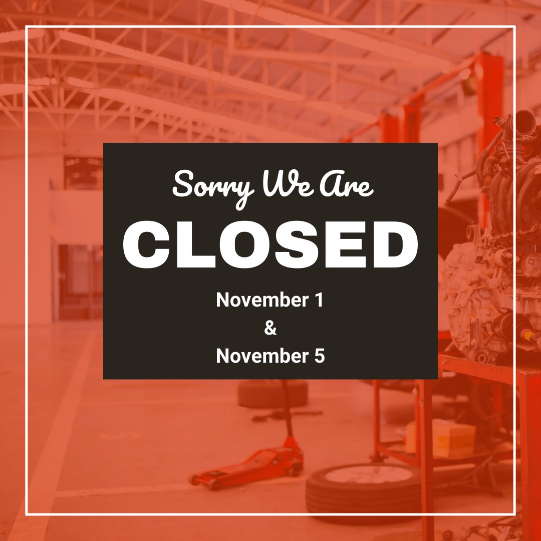 habauto's tweet photo. We are closed from November 1 - November 5.
Open again on November 6 during regular business hours.
#habauto #hamont https://t.co/fBw6sMNv7A