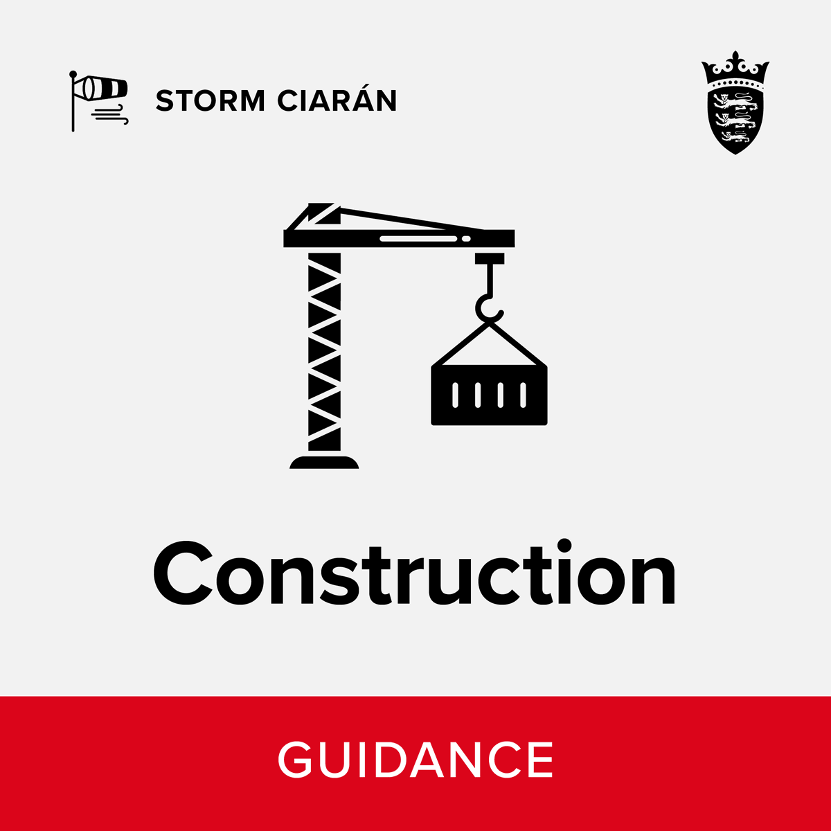 GovJersey's tweet photo. Storm Ciarán update for construction:  Islanders are encouraged to prepare their properties for the storm. This includes securing loose items, ensuring drains and gutters are clear, and making necessary repairs to any areas that could be damaged by high winds. https://t.co/1SNsfbSQDZ