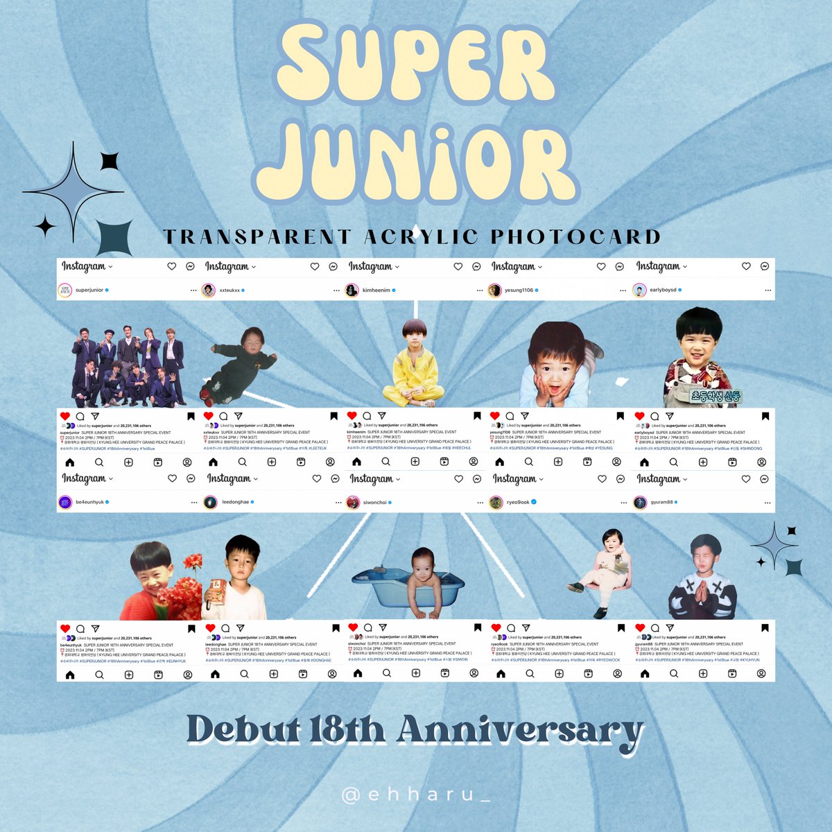 슈퍼주니어 18주년 팬미팅 
💙1ts 8lue💙나눔 공지🪄

🪄18세트 전원+슈주 아크릴 투명 카드
🪄60세트 전원&amp;슈주 무작위 2종류 아크릴 투명 카드

✨배포 시간과 장소는 당일 공개됩니다✨

#슈퍼주니어 #SUPERJUNIOR #1ts8lue
#이특 #희철 #예성 #신동 #은혁 #동해 #시원 #려욱 #규현