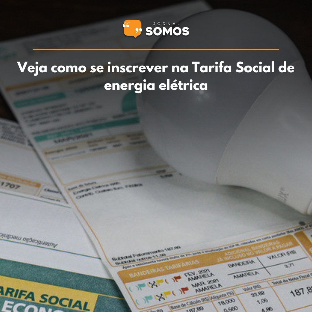 JornalSomos's tweet photo. https://t.co/ptWyFwn1g6

#TarifaSocialEnergia #EconomiaDeEnergia #DescontosEnergia #TarifaSocial #Energia #Conta #CadUnico #Social #BaixaRenda #Quilombolas #Indígenas https://t.co/oPbprOn2b2