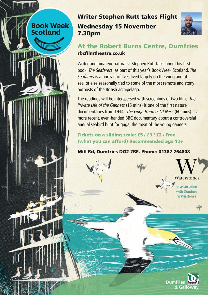 Our <a href="/BookWeekScot/">Book Week Scotland</a> guest is <a href="/steverutt/">Stephen Rutt</a> who'll talk about his book The Seafarers, plus clips from 2 films, The Private Life of the Gannets (1934) and The Guga Hunters of Ness (2011).

Pay What You Can: £5 / £3 / £2 / free

📆 Wed 15 November at 7.30pm
🎟️ rbcfilmtheatre.co.uk/all-listings/s…