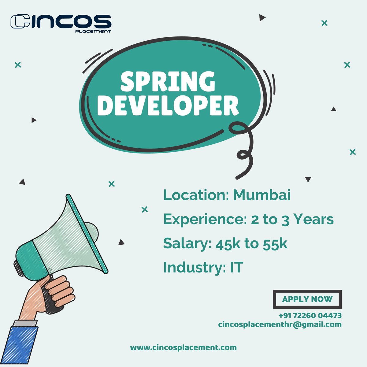 cincosplacement's tweet image. Unlock opportunities as a Spring Developer with the Best IT Placement Agency in Mumbai.
Contact Us
Phone : +91 7226004473
#SpringDeveloper #MumbaiJobs #JavaDeveloper #JobAdvice #BestITPlacementCompanyInMumbai
#BestITPlacementAgencyInMumbai
