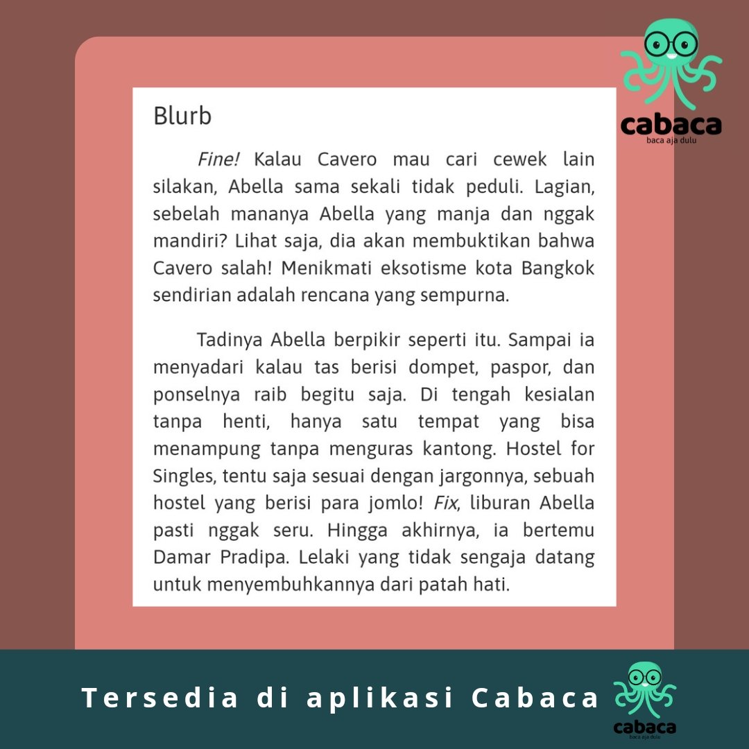 StripesSweet's tweet photo. Hostel for Singles, bisa kamu baca di aplikasi @cabacaapp .

Cerita ringan dan lucu ini wajib banget kamu baca. Dijamin pasti bikin ketawa! 😁

Langsung aja meluncur ke link di bawah ini, yaa!
https://t.co/P8giKlZ4wc https://t.co/dqjAeOCmYa
