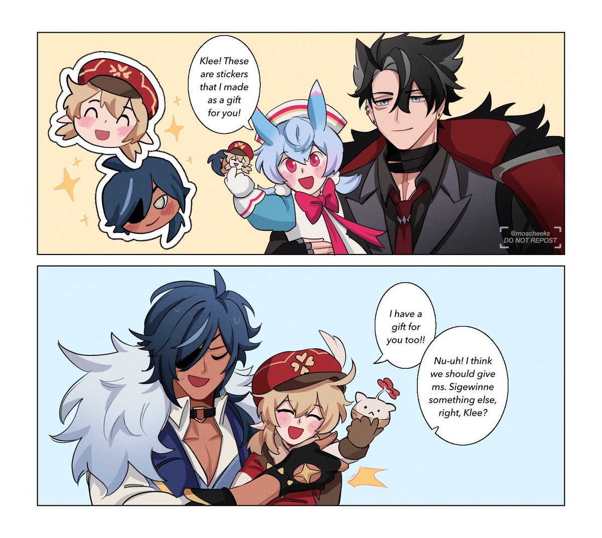 Gift exchange

#原神 #Wriothesley #Kaeya #Sigewinne #klee 