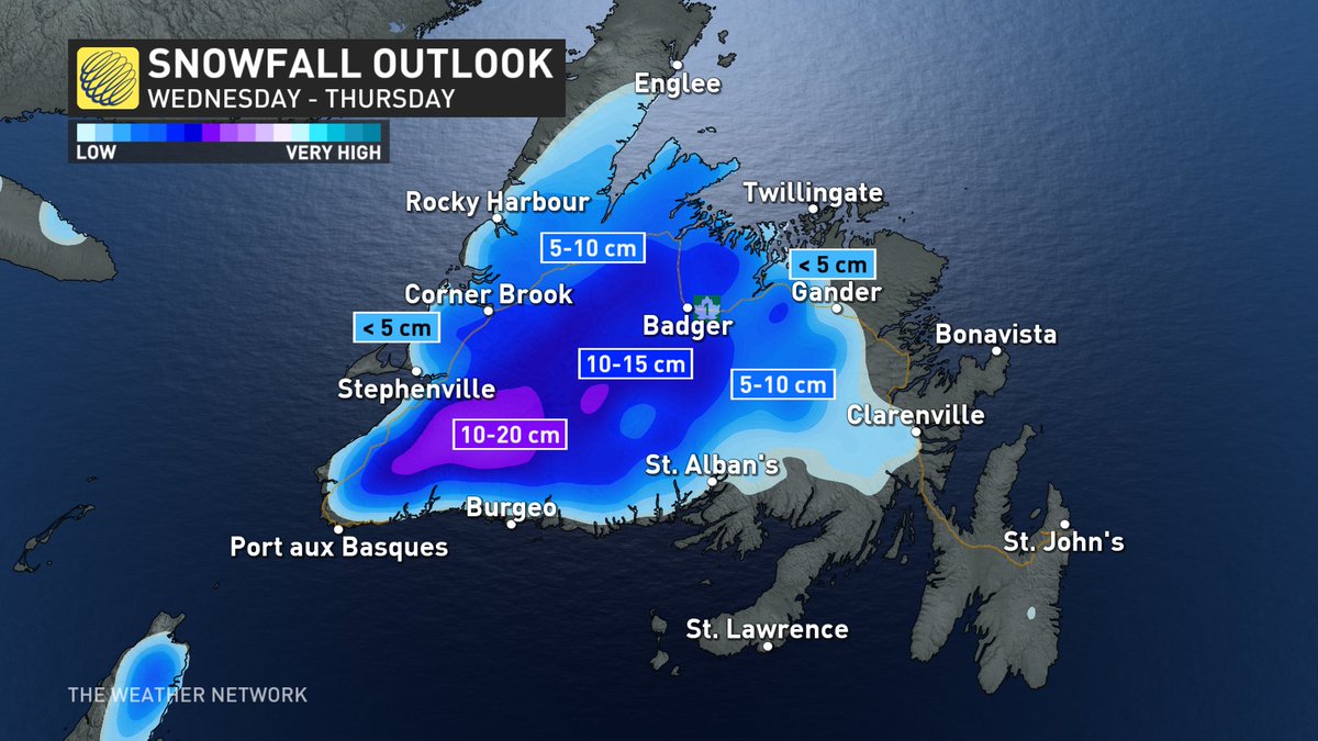 MurphTWN's tweet image. The #snow forecast! #nsstorm is for today &amp;amp; the higher amounts will be for areas inland &amp;amp; higher up. Note: for NB - this map is showing snow that has recently fallen, you will be in the clear today. For #nlwx...snow tonight &amp;amp; tomorrow to be accompanied by #wind 40-60 km/h too.