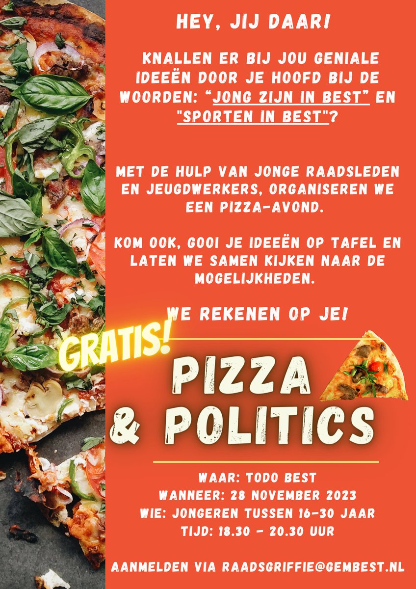 Kom jij ook?💬🍕 #gemeente #politiek #jongeren #pizza #politics #raadslid
