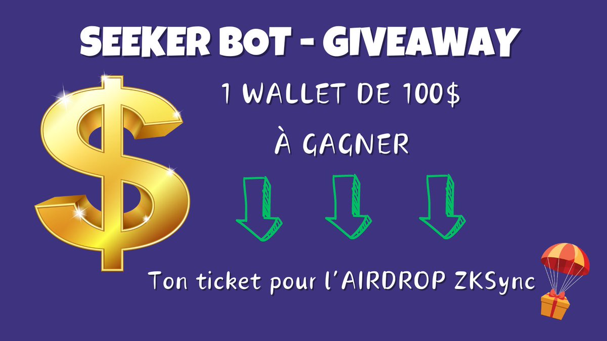 🚀 Gagne un wallet de 100$ avec SeekerBot ! 🚀

SeekerBot c’est quoi ?

C'est un bot révolutionnaire qui maximise tes chances pour l'airdrop ZKsync.

Il effectue pour toi des transactions automatiques sur 11 protocoles différents, te permettant de farmer efficacement.