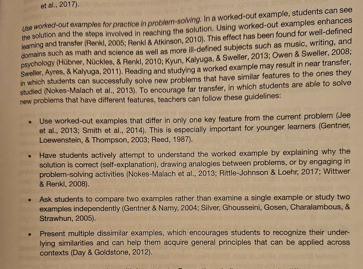 CherylDurwin's tweet photo. Yes, let's not forget the 'golden oldies' of research-based practices, such as worked examples which encourage #transfer of #learning. In #EdPsychModules, we cover #workedexamples in an entire module on transfer (now updating research for 5e). What other edpsych text has that? https://t.co/DwkxOgzQUo