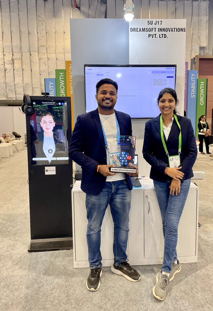🌐 Connecting with industry professionals and discussing how Enchat AI can supercharge productivity has been a highlight. #EnchatAI #KnowledgeManagement

🤝 Thanks to Karnataka Innovation and Technology Society (KITS) for providing a platform to showcase our innovation and foster valuable networking. #KITS #NetworkingOpportunities

🚀 Thanks to all who visited our booth at #IMC2023. Your support fuels our drive for more innovation and growth! #DreamsoftInnovations #BusinessGrowth
