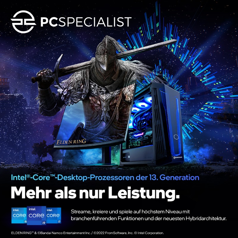 PCSpecialist's tweet photo. Intel®-Core™-Desktop-Prozessoren der 13. Generation unterstützen eine Vielzahl von Plattformen, sodass du deinen PC mit den neuesten Gaming-Technologien optimieren kannst.