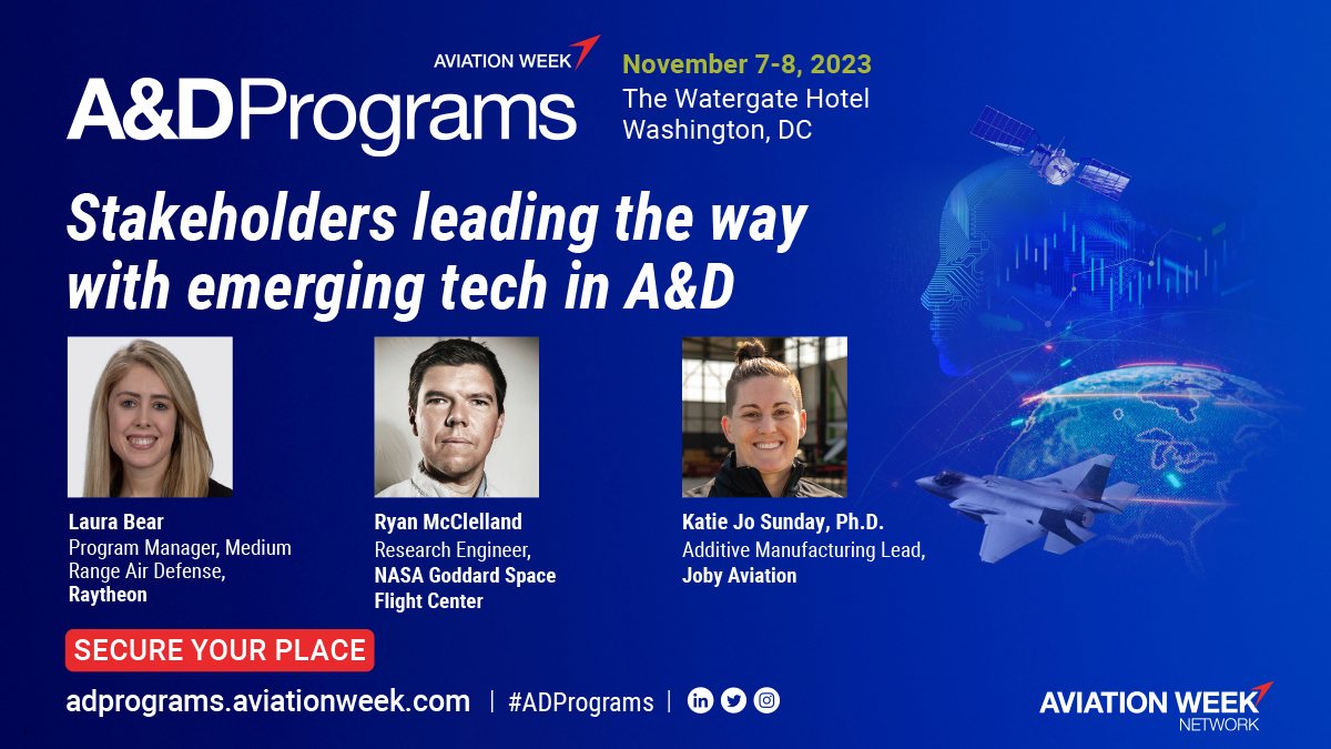 AvWeekEvents's tweet image. Secure your place today and join us next week. Ask questions and join the discussion with stakeholders from leading tech companies in the Aerospace and Defense sector!

Learn more and register today &amp;gt;&amp;gt; utm.io/ufTO4
#ADPrograms #AviationWeek #raytheon #Aviation