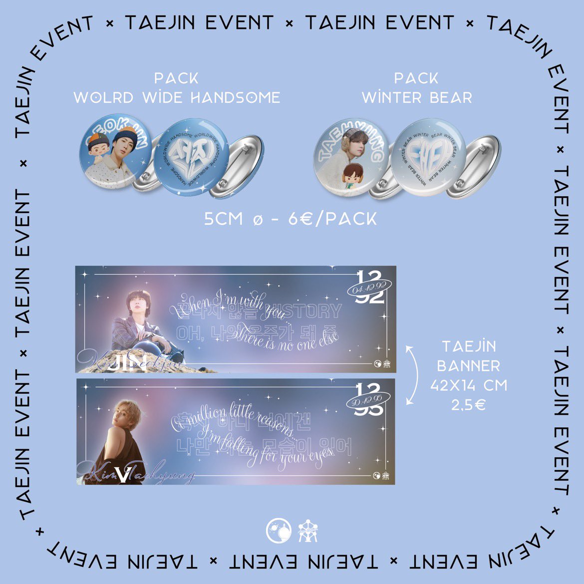 BE_BTSGALAXY's tweet photo. 09.12.23 TaeJin Event x #BTS

🇫🇷
Nous avons besoin des pré-commandes pour être sûrs de pouvoir vous fournir les goodies et pour collecter l'argent nécessaire pour aider Palestinians.

✨Goodies✨

Sondage ⤵️ https://t.co/txkMteVWjR