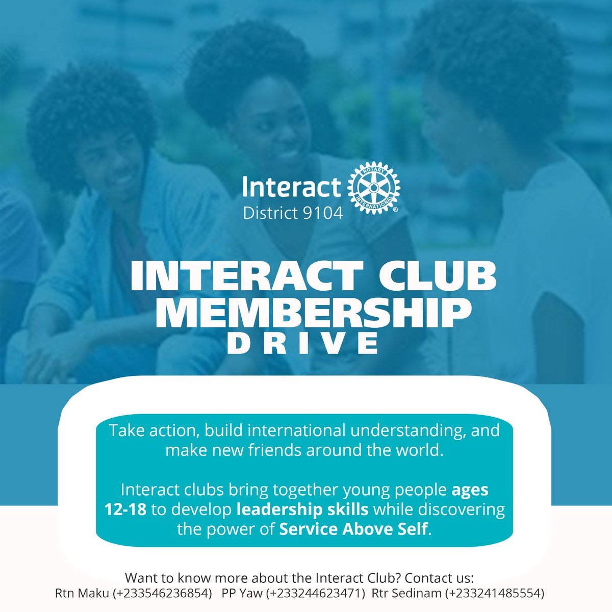 Interact9104's tweet photo. #WorldInteractWeek 2023. 
Let's encourage our young ones to become Interactors. Start an Interact Club in your school. 

#serviceaboveself https://t.co/qNvHJPSeFM