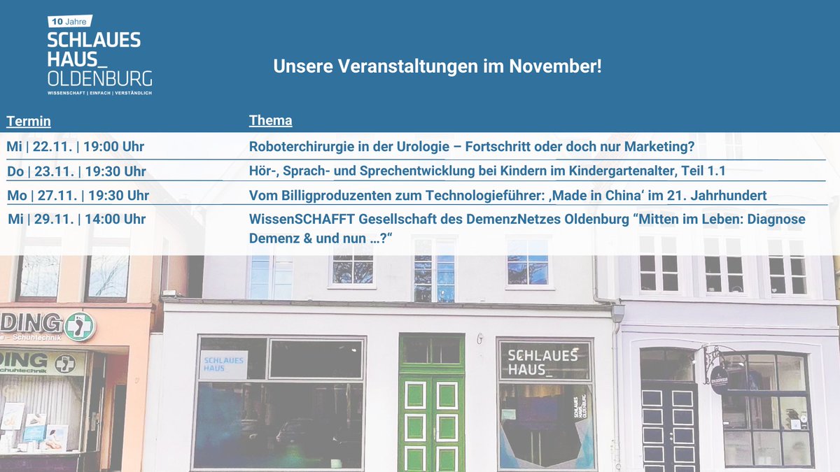 Der November im Schlauen Haus! Alle Info zu unseren Veranstaltungen findet ihr hier: schlaues-haus.de/veranstaltunge…