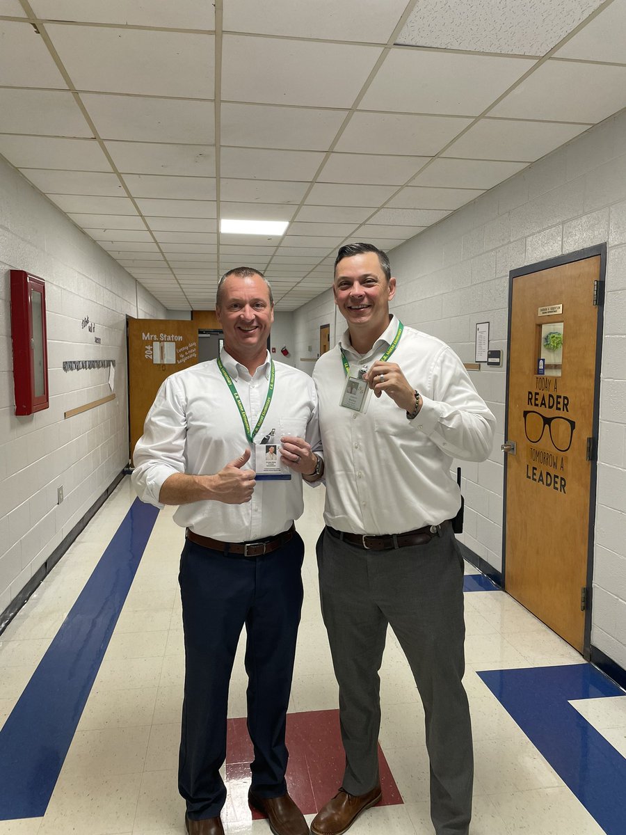 My twin for Halloween, Mr. Schar, down to the name badge!