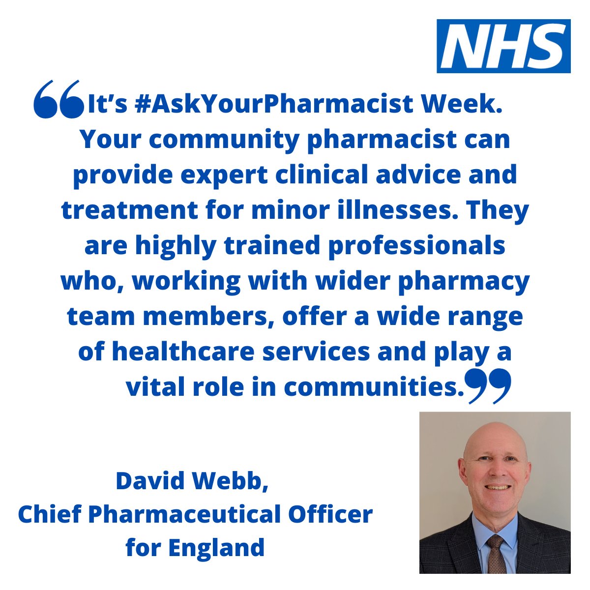 davidwebb_1's tweet photo. It's #AskYourPharmacist Week - a great opportunity to highlight the vital role of community pharmacists and their teams https://t.co/XBuRuA8bnG