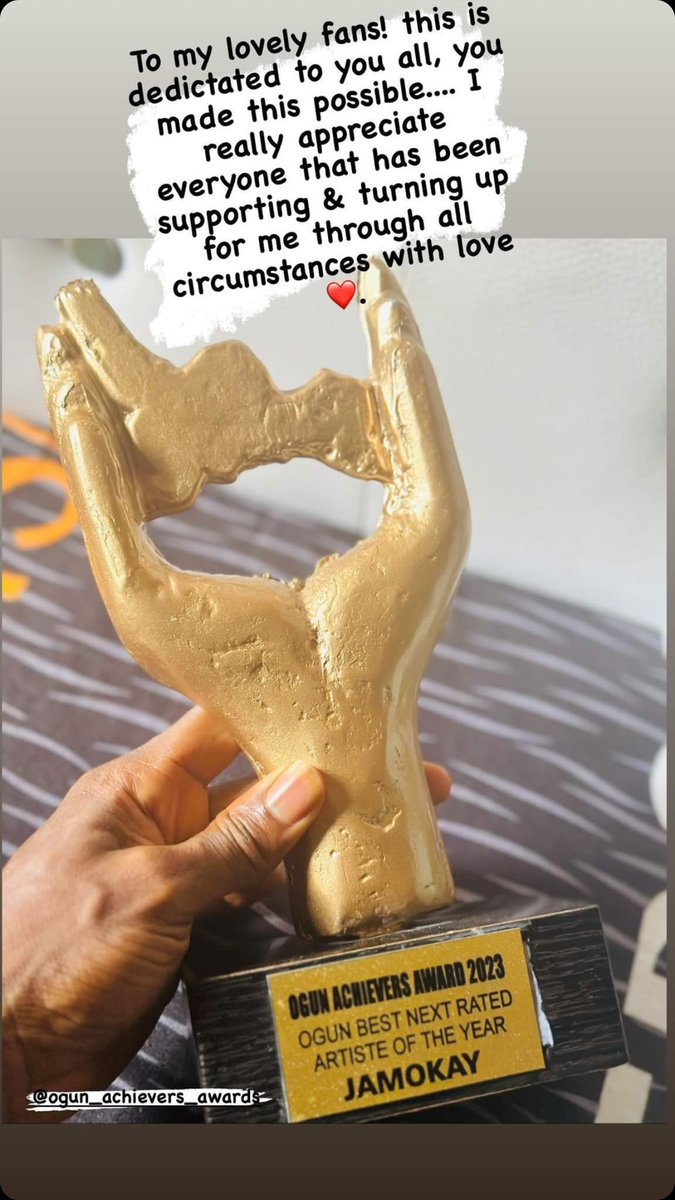 jamokaydc's tweet photo. To everyone supporting meโฆ this is for you all , i achieved this through your support & really appreciate! #ogunachieversaward2023 You made this possible for me youโre the bestโค๏ธ๐ค๐ฏ #jamokay #jamokaydc #Irawototheworld #ittw https://t.co/wnkSIzWqU2