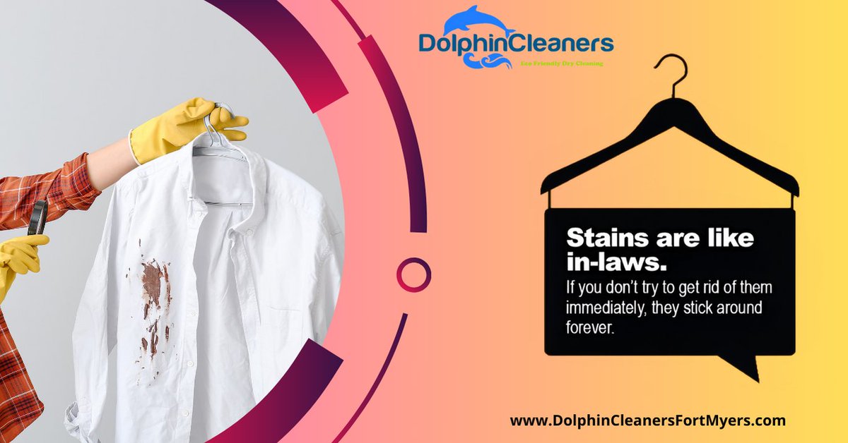 Dolphin_Cleaner's tweet photo. "Stains are like in-laws - they always show up uninvited! But don't worry, we've got the magic touch to make both disappear. Visit us at Dolphin Cleaners!" 
#dolphincleaners #ecofriendly #drycleaning #dryclean #cleaning #clothing
https://t.co/wnDx3ey5EF https://t.co/sloyU61pjo
