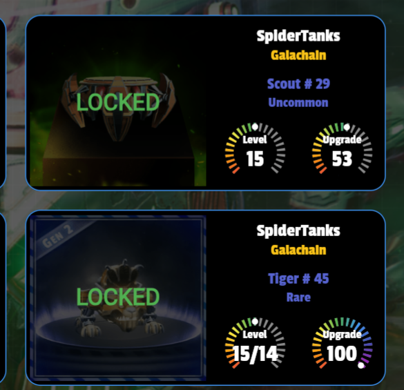 NFTLookup_io's tweet photo. Leak for the marketplace NFTHarbor.
Know at all times if your item is locked on Galachain. Example is ST where an item can be put in a drop pod. You can still sell an item while its locked, but you will need to unlock it first before you can transfer it once a deal is made!