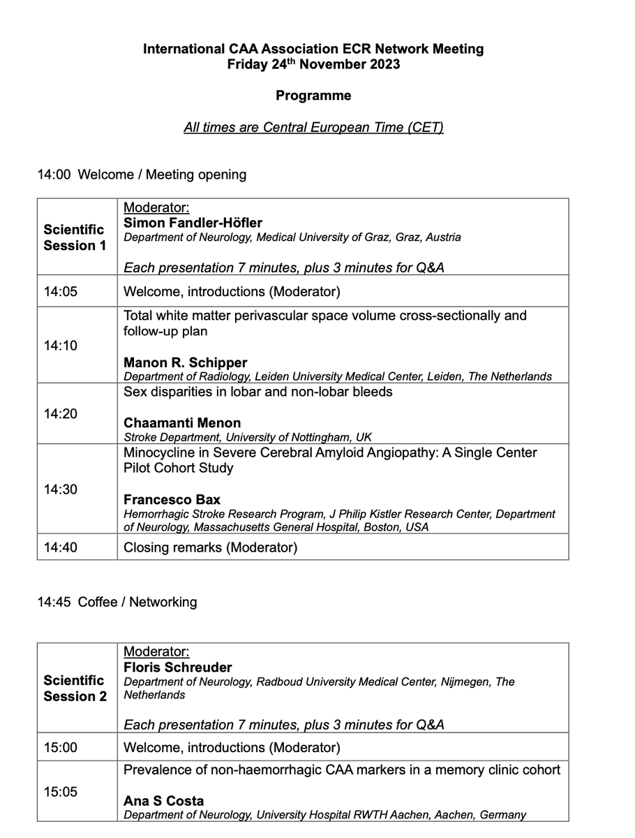 iCAAassociation's tweet photo. The International CAA Association's Early-Career Researcher Network Meeting will be held online on 24th Nov at 14:00 CET. Join us for an exciting scientific program with ECR and guest speakers Dr. A Charidimou and Dr. Van Veluw.

Register 👉 https://t.co/Xa5TrIguwz https://t.co/0gQT8hdHvG