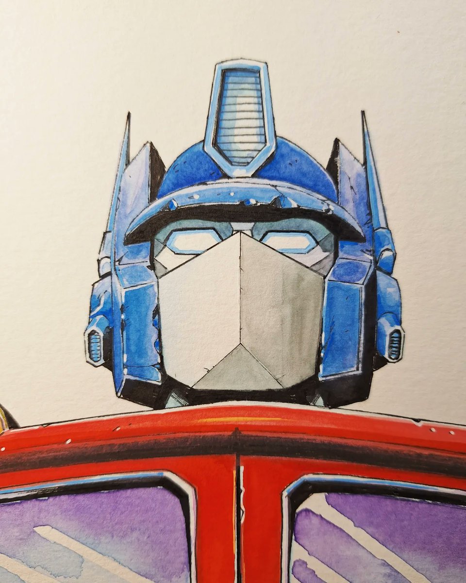 Juansamuart's tweet photo. Optimus Prime commission done!
Ink and traditional color on 21x30 cm. 300 gr paper.
Hope you like it! 
Transformers, roll out!⚡
#macadam #OptimusPrime  #Transformers #commission https://t.co/n9zbz13qhP