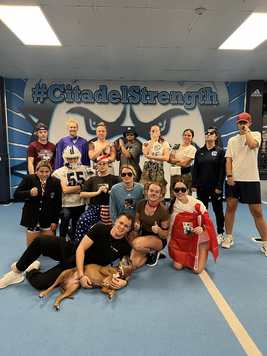 rhubbs123's tweet photo. This is WILD! 
Scheduled a costume lift…..
Whole teams dresses as a different Russ😂😂
@CitadelVB 

I need to get rid of some old photos now https://t.co/lrks3OzV6j
