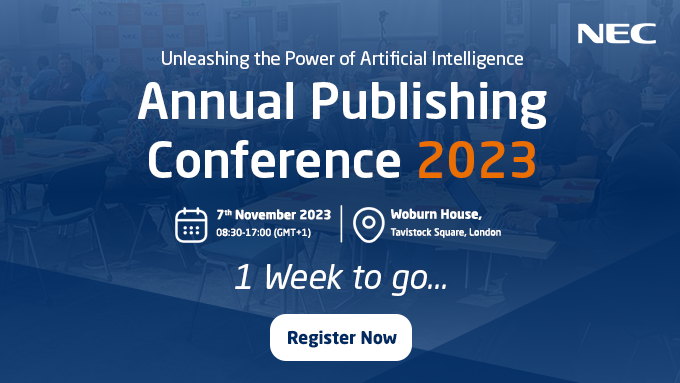 NECSWS_India's tweet photo. We are only a week away from the #PubsTech conference in London.

Our theme for this year is AI!

Here's the conference link to register https://t.co/GbicYEtehI

#PublishingConference #AIInPublishing #STMPublishing #ScholarlyPublishing #AcademicPublishing #Publishing https://t.co/75ZnKEmAzK