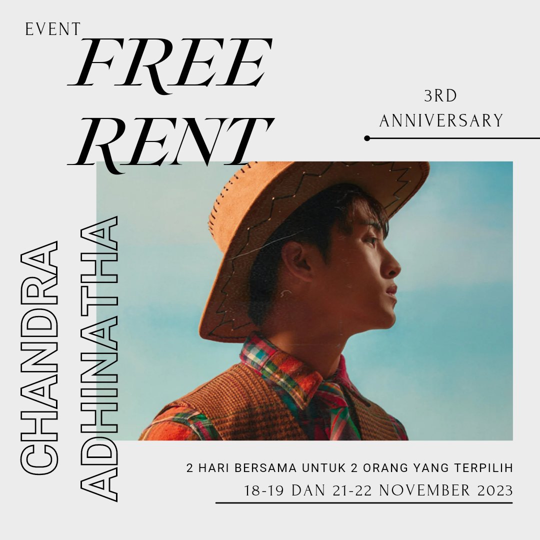 Mdagnolia's tweet image. 𝟑 𝐘𝐞𝐚𝐫𝐬 𝐰𝐢𝐭𝐡 𝐂𝐡𝐚𝐧𝐝𝐫𝐚 𝐀𝐝𝐡𝐢𝐧𝐚𝐭𝐡𝐚

A Free Rent Event
November 18th - 22th, 2023

Saat tahun telah memasuki musim dingin, kehangatan adalah hal yang paling dicari. Temui dia dan habiskan waktu bersamanya, Chandra Adhinatha.