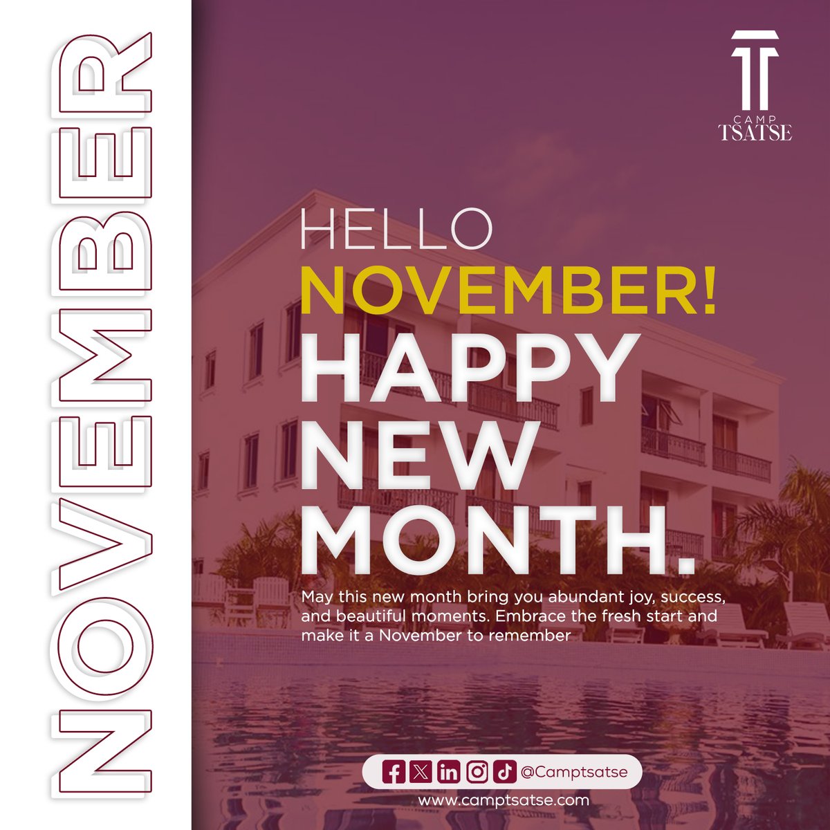 🌟 Hello November! 🍂✨ May this new month bring you abundant joy, success, and beautiful moments. Embrace the fresh start and make it a November to remember! 🥳💫 #Camptsatse #camptsatsestories #BestInGhana #HelloNovember #NewMonthVibes 🌼🌈