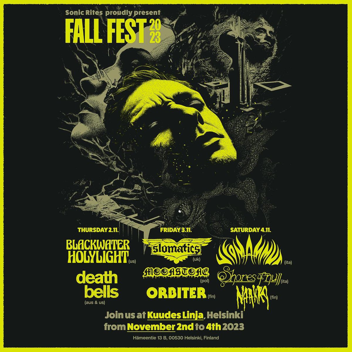 Fall Fest starts tomorrow in Helsinki. We play on Friday. We are all excited to be part of this fantastic bill on our first trip to Finland.