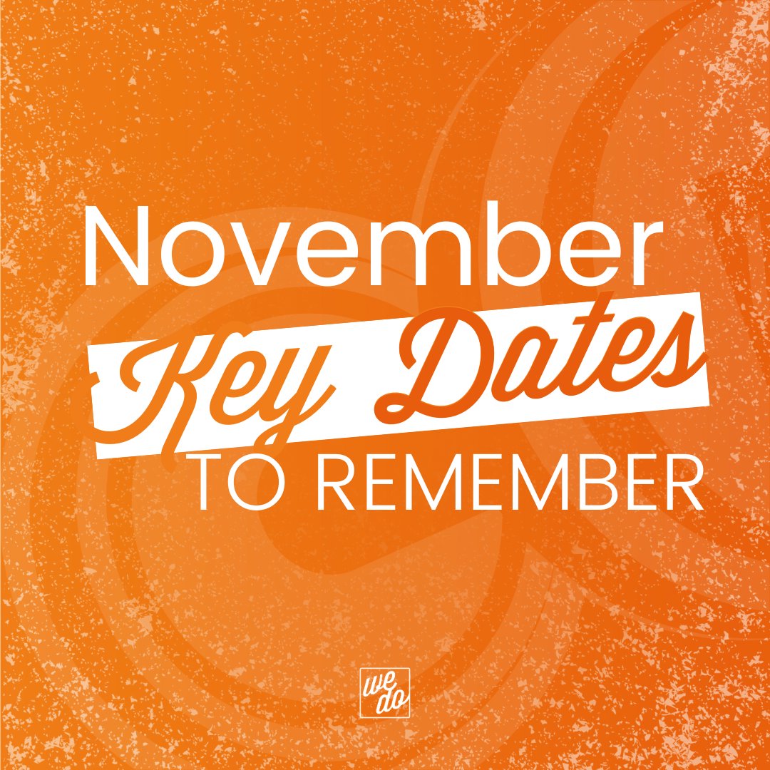 Here are Some Key Dates for Your Social Media Calendar this November 🗓️

🎆 5th - Remember, remember the 5th of November - Guy Fawkes Night!

🚫 13th - 17th - Say no to bullying! It's Anti-Bullying Week

🩺 14th - Raise awareness for World Diabetes Day