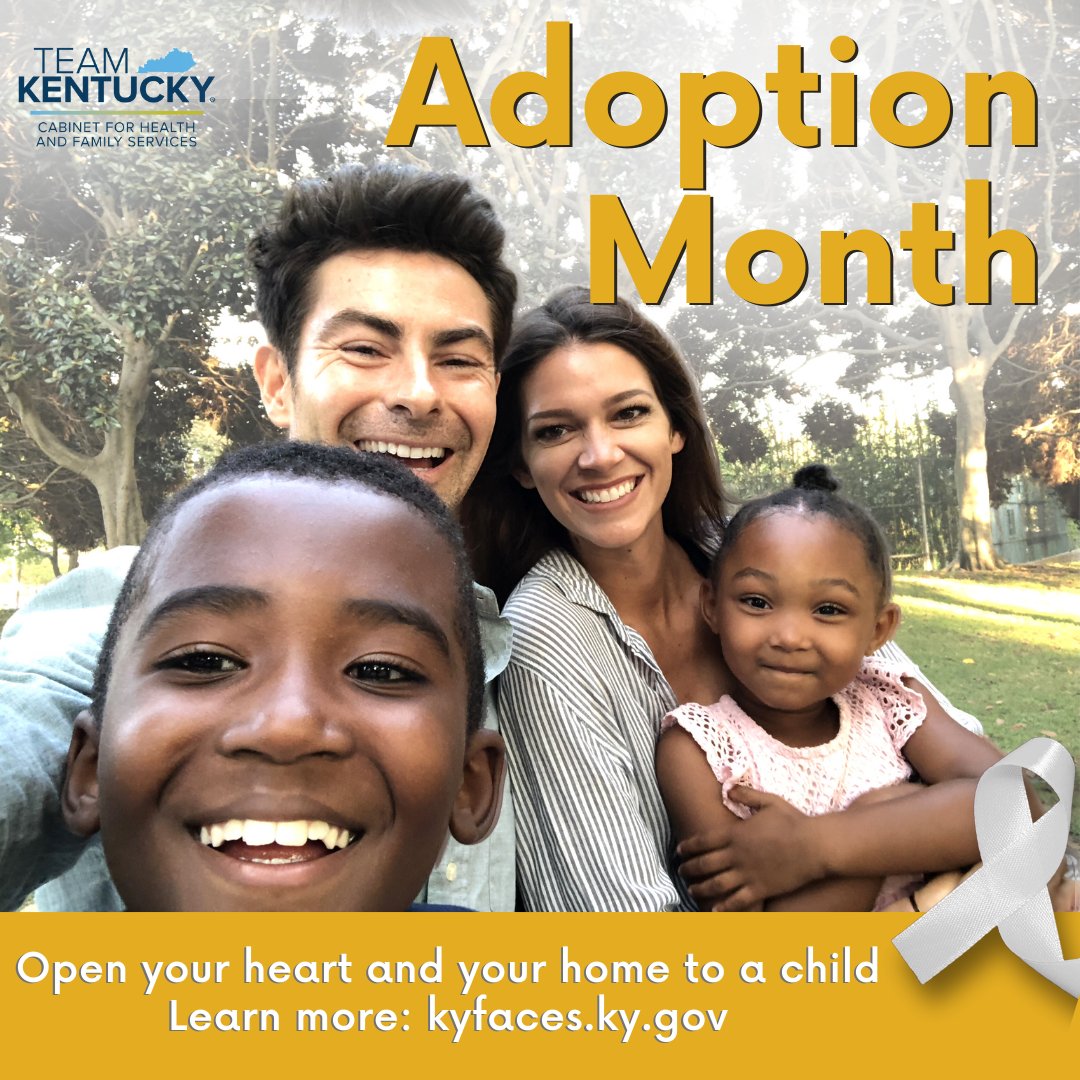 KyDCBS's tweet photo. It’s #NationalAdoptionMonth! DCBS is grateful to all the amazing adoptive parents across Kentucky who opened their hearts & homes to children. Thank you!
Want to start your own adoption journey? The first step is visiting https://t.co/CP2sHZPIes to learn more.
#adoptky #love https://t.co/AmNYJqymcO