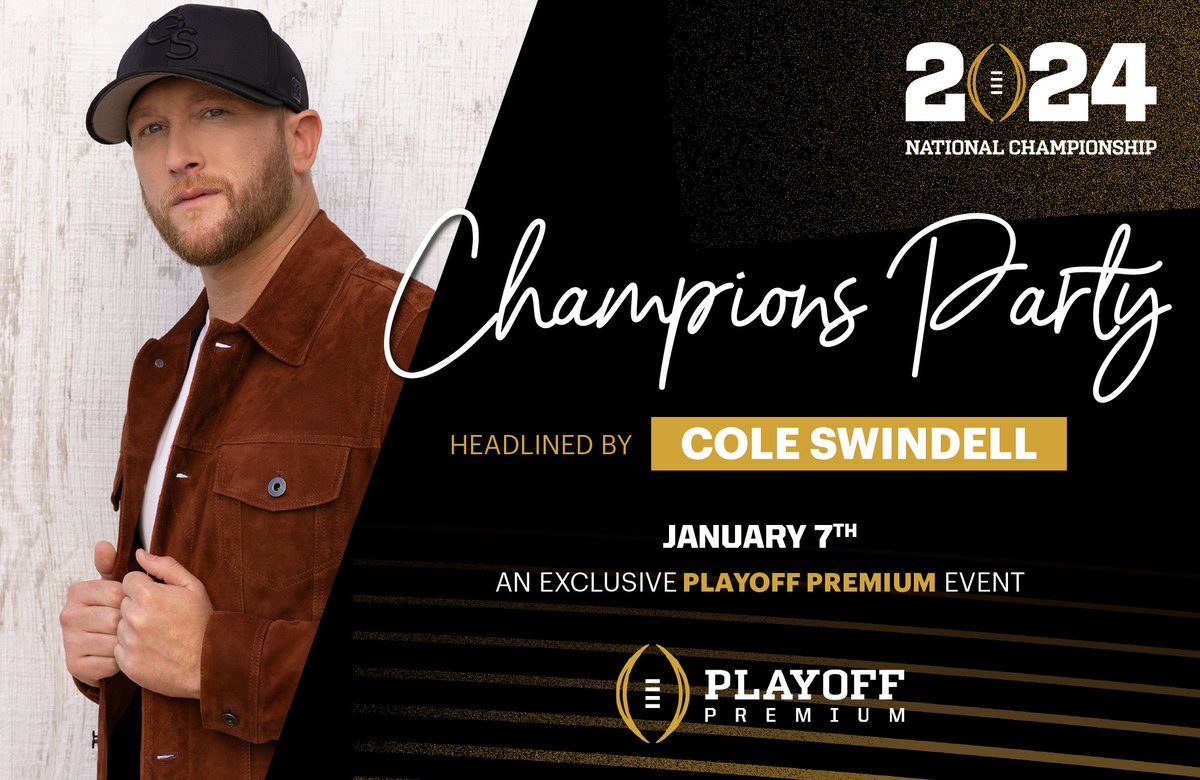 We’re excited to announce Cole Swindell will headline the Playoff Premium Champions Party!  Learn more here: revelxp.com/article/cole-s… #CFBPlayoff #PlayoffPremium
