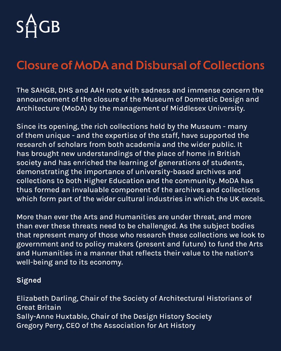 SAHGB (@thesahgb) on Twitter photo A statement from the SAHGB, DHS <a href="/SoDesignHistory/">Design History Society</a> and the AAH <a href="/forarthistory/">Association for Art History</a>. A statement from the SAHGB, DHS <a href="/SoDesignHistory/">Design History Society</a> and the AAH <a href="/forarthistory/">Association for Art History</a>.