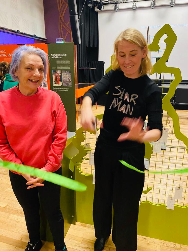 irishinbritain's tweet photo. 🥁We are now open @MyICCLondon! 
Our first official visitor, Frances Timlin, a teacher originally from Liverpool, helped Susan cut the ribbon!
Today 11am-6pm
Thurs 11am-7pm *late opening🙂
Fri 11am-6pm
Sat 11am-6pm
Sun 11am-5pm

#IrishinBritain50
https://t.co/taJNSGEeD4 https://t.co/hHrMBf4vaA
