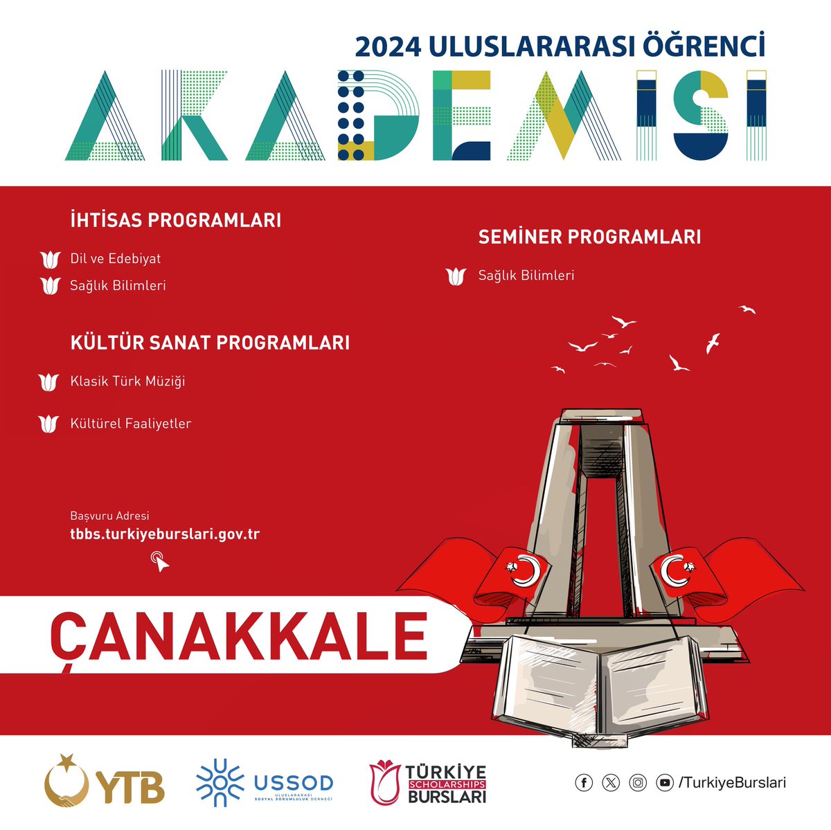 2024 Uluslararası Öğrenci Akademisi kapsamında Çanakkale'de düzenlenecek olan programlar seni bekliyor.📚🎼🎭 📚İhtisas, Seminer ve Kültür Sanattan gönüllülük faaliyetlerine kadar çok çeşitli alanlarda eğitim almak için şimdi başvurunu yap. #Çanakkale’de sizler için…