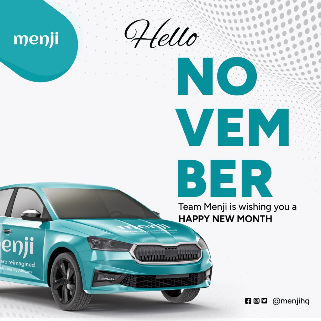 Welcome to November!!!
Team Menji wishes you a happy New Month
#RidewithMenji #ridewithus #ridewithmenji #portharcourt #airporttransfer #newmonthvibes #November1