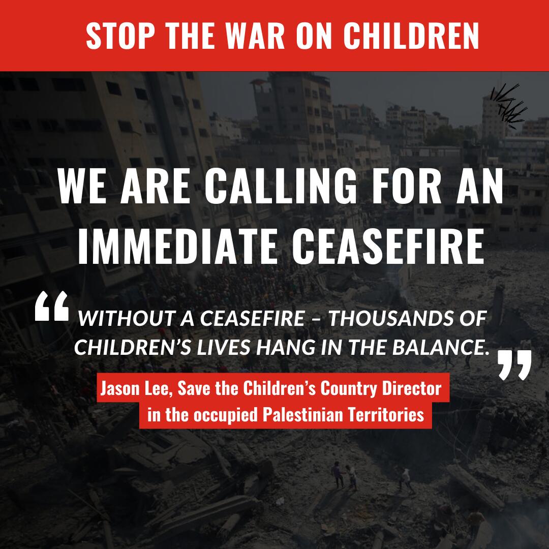 save_children's tweet image. We are horrified by the destruction in Jabalia refugee camp in #Gaza, oPt, which has killed &amp;amp; injured even more families.

Civilians must be protected. An immediate ceasefire can't come early enough.

Sign the petition to call for a #CeasefireNOW⚠️➡️  bit.ly/3FxX3Rn