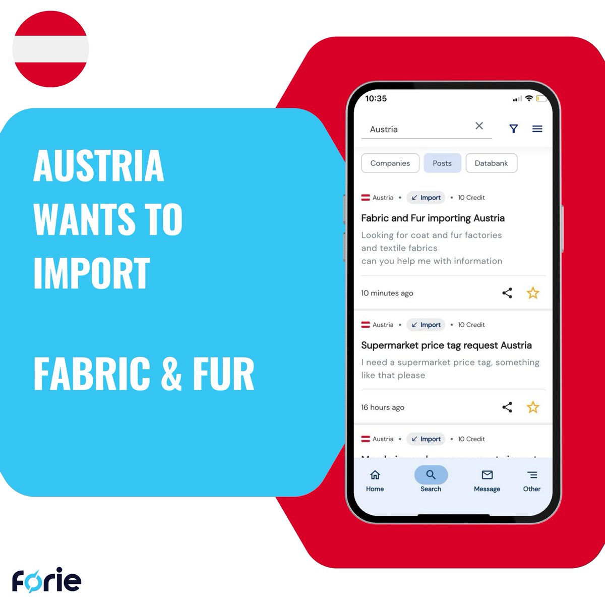 Foriecom's tweet photo. An Austrian company has expressed interest in importing fabric and fur in bulk. They are actively seeking coat and fur factories as well as suppliers of textile fabrics. 

For more details and to connect with this company, please download our mobile application here 👇

https://t.co/OZRj63pmlT

#Export #Import #B2B #Forie #Fur #Coat #Fabric #Textile