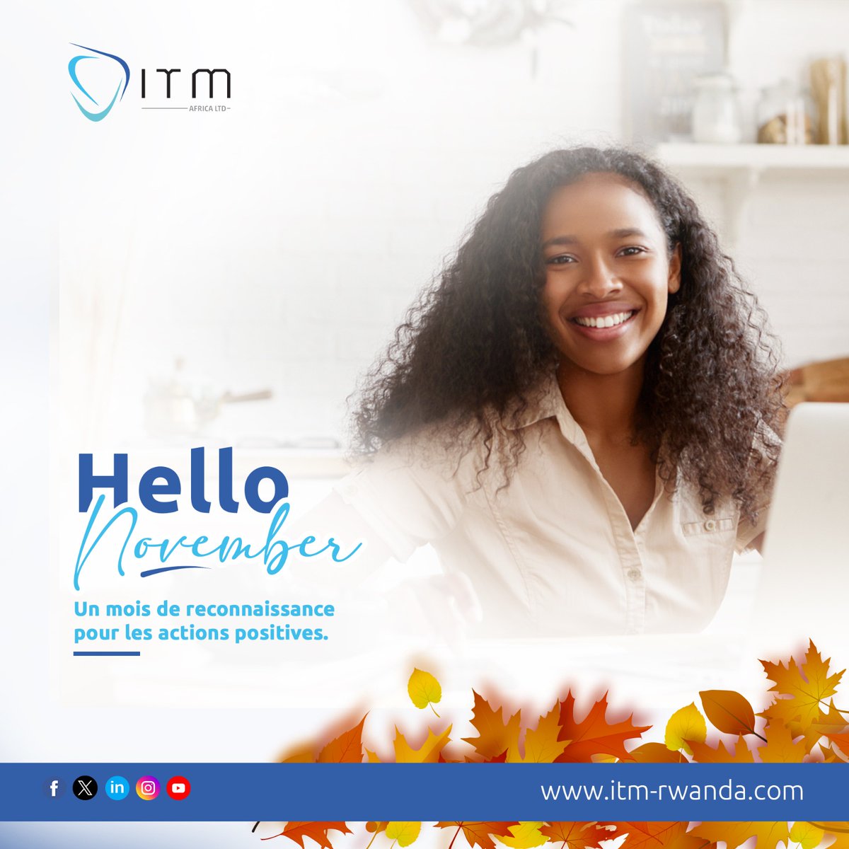 Hello November!🍁

New month, new opportunities. Let's make it count!

#WeAreITM #HR #newmonthnewgoals