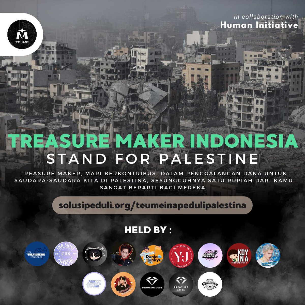 meditiaputri's tweet photo. Halo, Treasure Maker!
 
Telah dibuka penggalangan dana untuk saudara kita di Palestina atas nama Treasure Maker Indonesia. Satu Rupiah darimu sangat berharga untuk mereka🤗
 
🔗 https://t.co/8wQGmAkBCb
 
TEUME INA GATHER FOR CHARITY
#TeumeINAforPalestine
#StopGenocideInGaza https://t.co/ApuzJinIq6