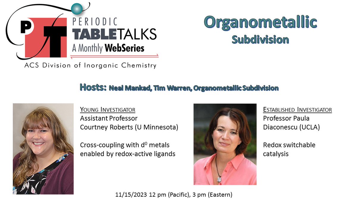 Our Organometallic #PeriodicTableTalk is coming up on 11/15! The registration link is unr.zoom.us/meeting/regist… You will have to register for the event.