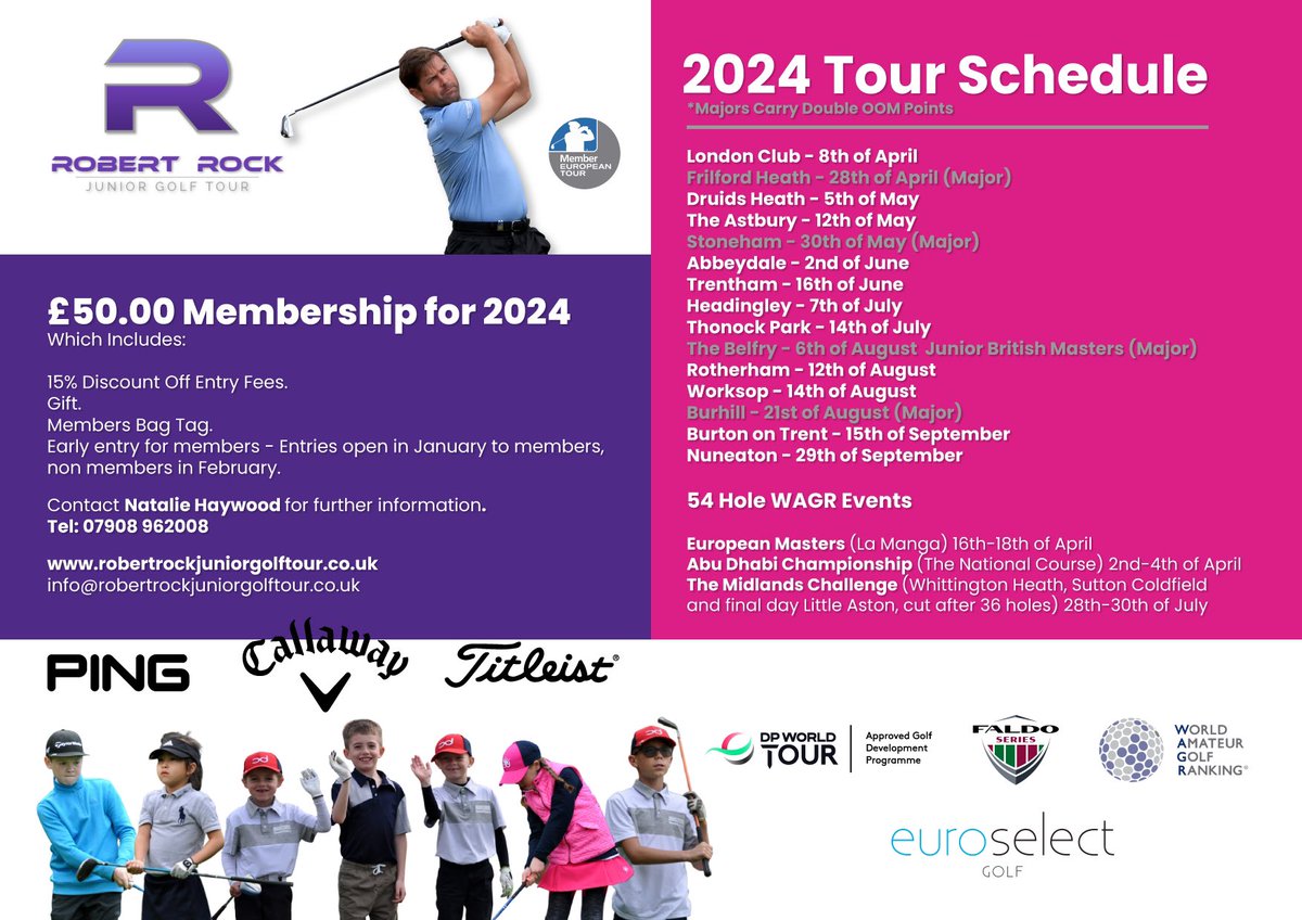 Our 2024 schedule and membership is now live! Join now to receive early entry and discount ! @EuroselectGolf @PINGTourEurope @CallawayGolfEU @adidasUK @TitleistEurope @RobRockAcademy @nathaywoodgolf